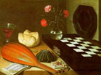 Lubin Baugin : Graphic The Five Senses (Still-Life with Chessboard)